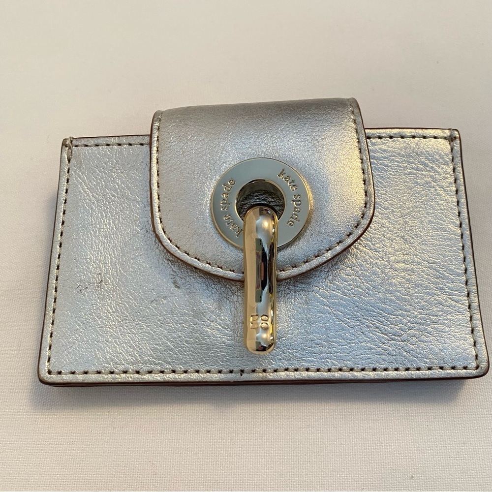 Kate Spade Silver Leather Gold Hardware Small Abby ID Card Case - Picture 3 of 10